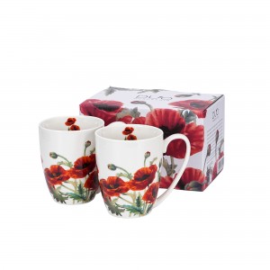 Sada 2ks porcelánových hrnků CLASSIC POPPIES, 360 ml