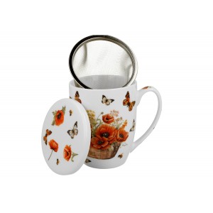 Porcelánový hrnek se sítkem MAKI Flower Baskets, 350 ml