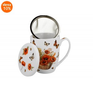 Porcelánový hrnek se sítkem MAKI Flower Baskets, 350 ml