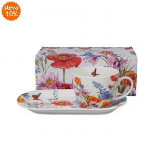 Snídaňová sada - jumbo šálek s dlouhým podšálkem SPRING, 450 ml