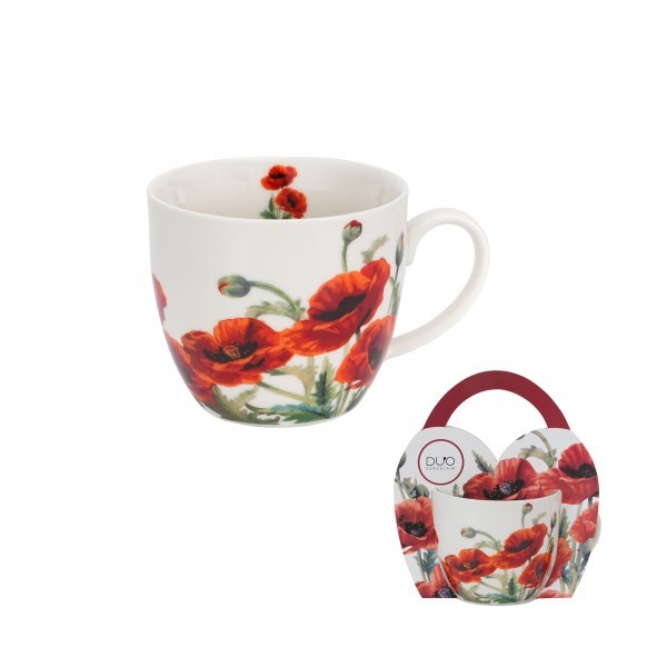 Porcelánový hrnek CLASSIC POPPIES 460 ml v papírovém košíku