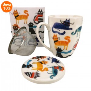 Porcelánový hrnek se sítkem Kočičí svět - STYLISH CATS, 360 ml