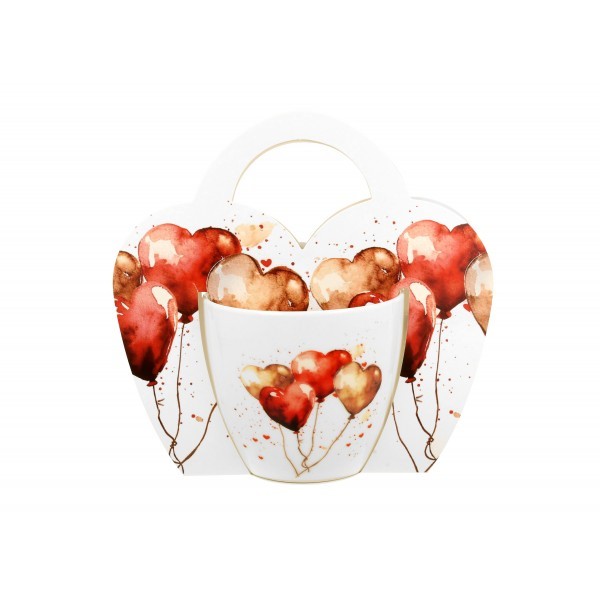 Porcelánový hrnek BALLOONS 2 v papírovém košíku, 460 ml 