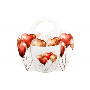 Porcelánový hrnek BALLOONS 2 v papírovém košíku, 460 ml 