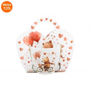 Porcelánový hrnek BEAR ON BIKE 460 ml v papírovém košíku