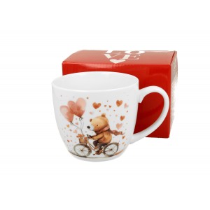 Porcelánový hrnek BEAR ON BIKE 460 ml v papírové krabičce