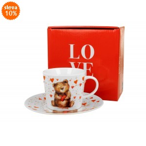 Porcelánový šálek s podšálkem MEDVÍDEK SE SRDÍČKEM 240 ml