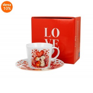 Porcelánový šálek s podšálkem LOVING CATS 240 ml