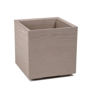 Plastový květináč Karo eco wood, latté, 300x300x300 mm