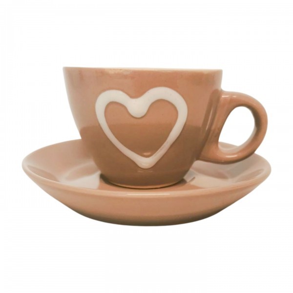 Hrnek espresso s podtalířkem, hnědý II. jakost