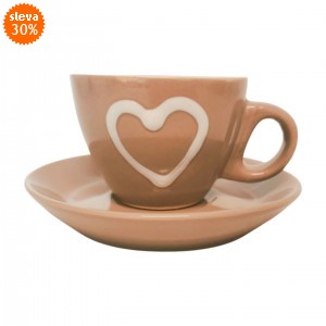 Hrnek espresso s podtalířkem, hnědý II. jakost