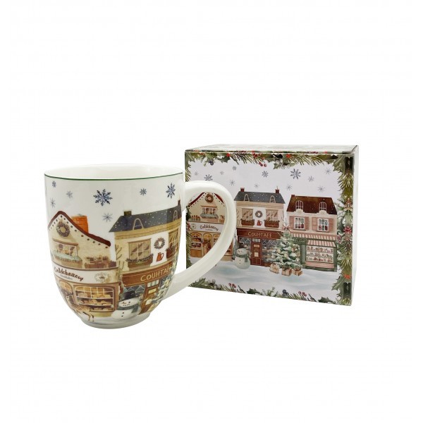 Porcelánový hrnek XXL VÁNOČNÍ MĚSTO 2, 1000 ml v krabičce