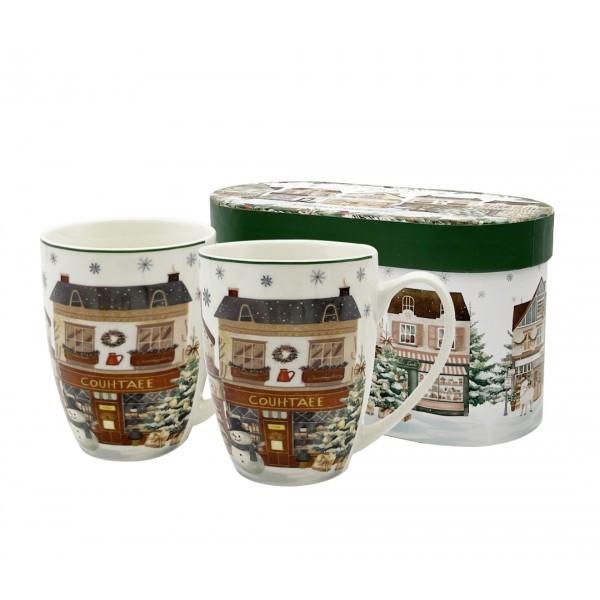 Sada 2ks porcelánových hrnků VÁNOČNÍ MĚSTO 2, 360 ml