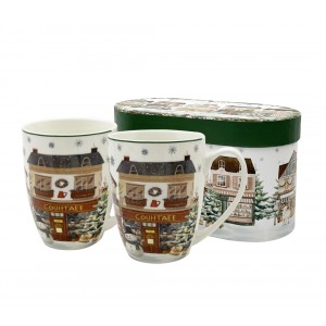 Sada 2ks porcelánových hrnků VÁNOČNÍ MĚSTO 2, 360 ml