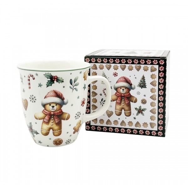 Porcelánový hrnek VÁNOČNÍ PERNÍČEK MEDVĚD, 650 ml 
