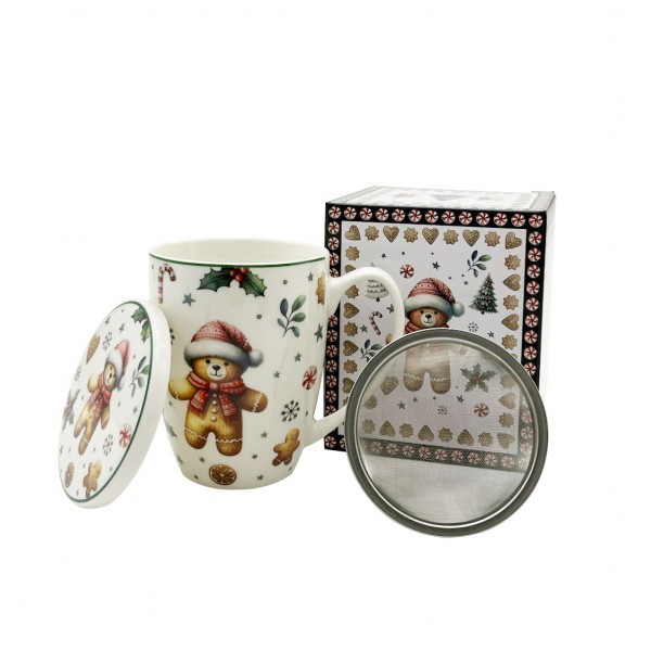 Porcelánový hrnek byliňák VÁNOČNÍ PERNÍČEK MEDVĚD 360 ml