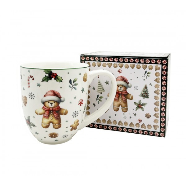 Porcelánový hrnek XXL VÁNOČNÍ PERNÍČEK MEDVĚD, 1000 ml v krabičce