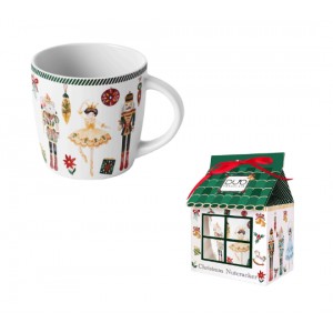 Porcelánový hrnek VÁNOČNÍ LOUSKÁČEK, 400 ml v papírovém domečku