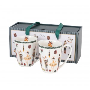 Sada 2 porcelánových hrnků VÁNOČNÍ LOUSKÁČEK, 360 ml