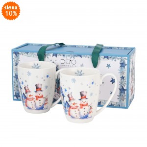 Sada 2 porcelánových hrnků SNĚHULÁK 360 ml