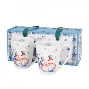 Sada 2 porcelánových hrnků SNĚHULÁK 360 ml