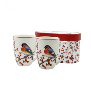 Sada 2ks porcelánových hrnků VÁNOČNÍ PTÁČCI 3, 360 ml