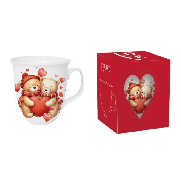 Porcelánový hrnek MEDVĚDI SE SRDÍČKY 650 ml v krabičce