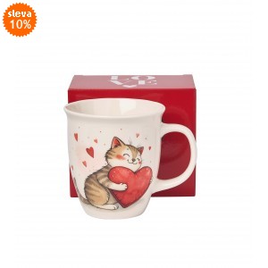 Porcelánový hrnek KOČKA SE SRDÍČKEM 650 ml v krabičce