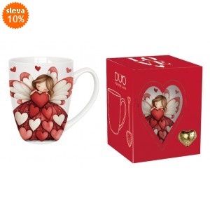 Porcelánový hrnek ANDĚL 350 ml s louhovačem v krabičce