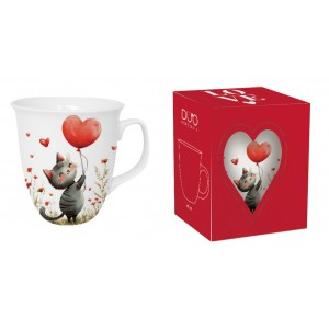  Porcelánový hrnek KOČKA S BALÓNKEM 650 ml v krabičce