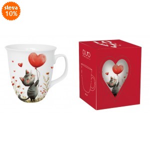 Porcelánový hrnek KOČKA S BALÓNKEM 650 ml v krabičce