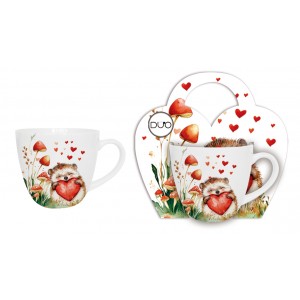 Porcelánový hrnek JEŽEK 460 ml v papírovém košíku