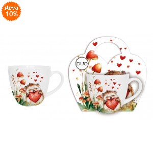 Porcelánový hrnek JEŽEK 460 ml v papírovém košíku