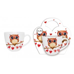 Porcelánový hrnek SOVA 460 ml v papírovém košíku