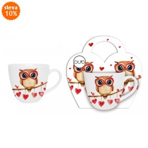 Porcelánový hrnek SOVA 460 ml v papírovém košíku