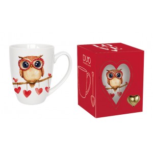 Porcelánový hrnek SOVA 350 ml s louhovačem v krabičce