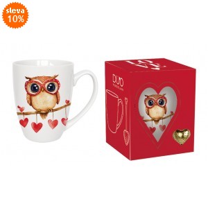 Porcelánový hrnek SOVA 350 ml s louhovačem v krabičce