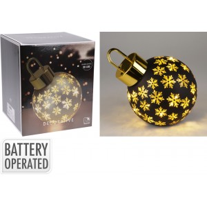 Skleněná LED baňka/koule s časovačem, matná černá B, 20 cm