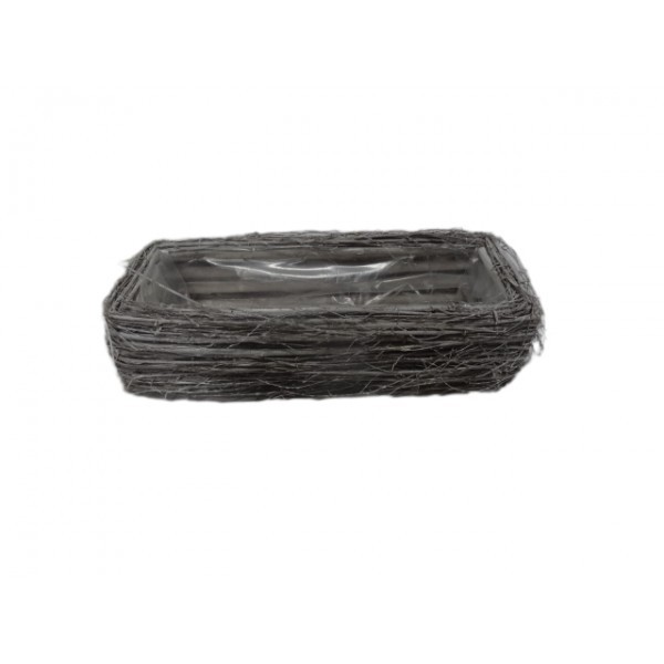 Proutěný, hranatý košík 40 x 17 x 10 cm tmavě šedohnědý
