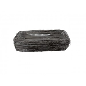 Proutěný, hranatý košík 40 x 17 x 10 cm tmavě šedohnědý