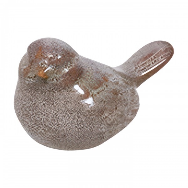 Šedý keramický ptáček 12,5 cm