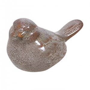 Šedý keramický ptáček 12,5 cm
