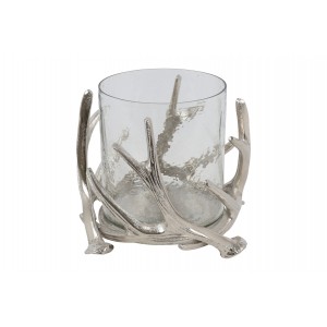 Kovový stříbrný svícen Antlers M, 14 cm