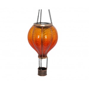 Závěsný, červený balón 46,5 cm, LED / solární