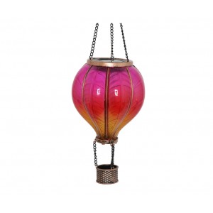 Závěsný, růžový balón 46,5 cm, LED / solární