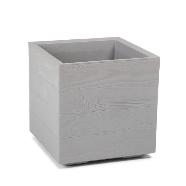 Plastový květináč Karo eco wood, šedé dřevo, 300x300x300