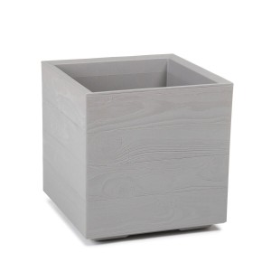 Plastový květináč Karo eco wood, šedé dřevo, 300x300x300