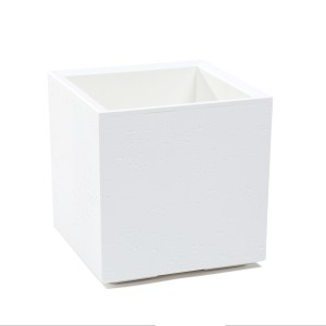 Plastový květináč Karo krémový 300 x 300 x 300 mm, sada 2ks