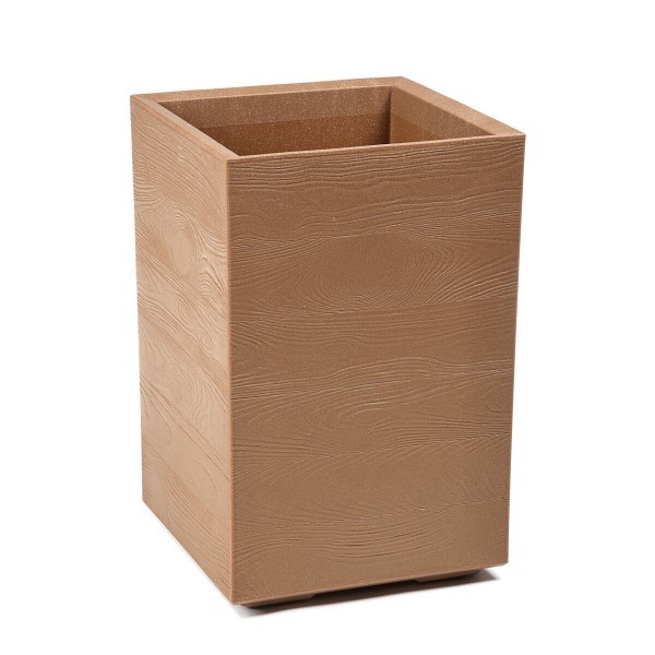 Plastový květináč karo wood vysoký 900 x 300 x 300 mm, přírodní dřevo