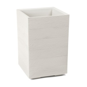 Plastový květináč karo recycled vysoký 900 x 300 x 300 mm, krémový